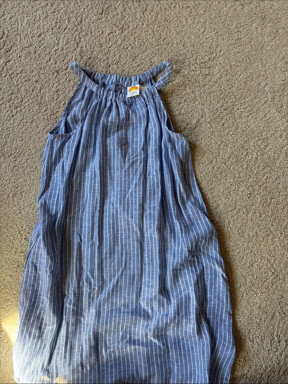 C&C California Blue Striped Sundress Halter